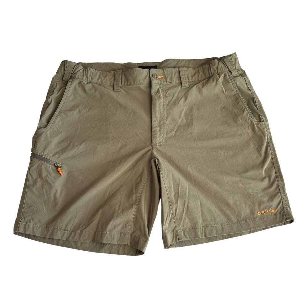 Orvis Tech Shorts Mens XL‎ (40" W) Green Stretch Comfort Zippers Outdoor Hiking